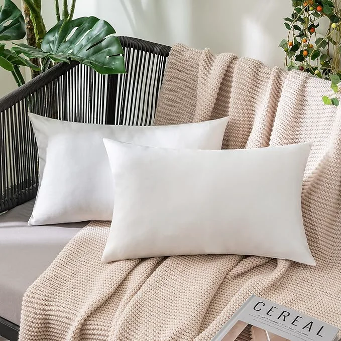 Traditional MIULEE Pack of 2 Decorative Outdoor Solid Waterproof Throw Pillow Covers Faux Prestigious