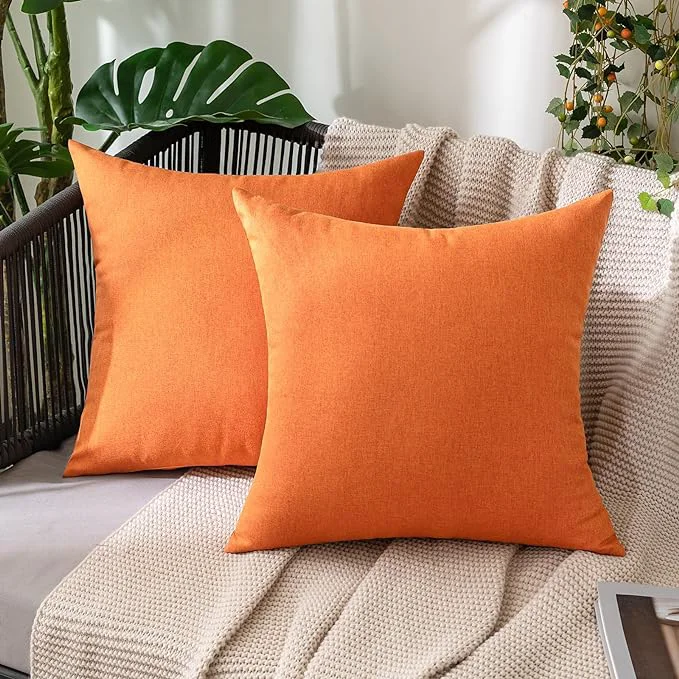 Clean MIULEE Pack of 2 Decorative Outdoor Solid Waterproof Throw Pillow Covers Faux Authentic
