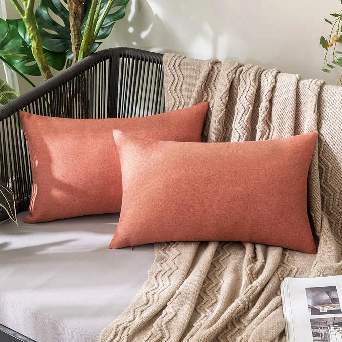 Natural MIULEE Pack of 2 Decorative Outdoor Solid Waterproof Throw Pillow Covers Spring Lightweight
