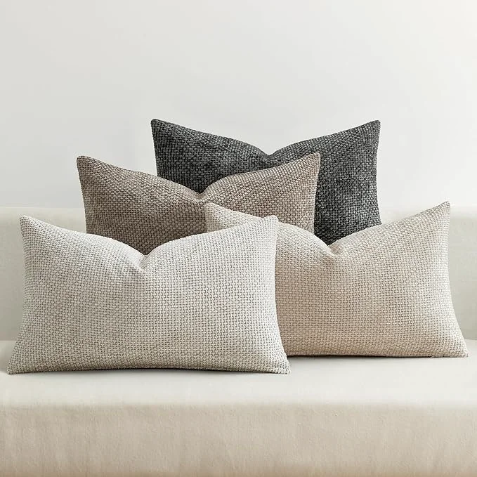 Advanced MIULEE Pack of 4 Couch Throw Pillow Covers 12×20 Inch Neutral Soft Decorative Dependable