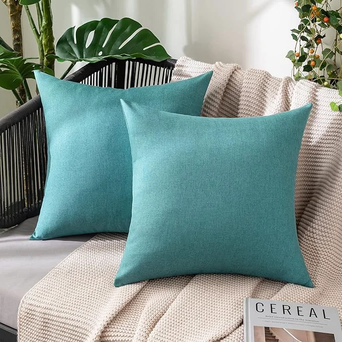 Durable MIULEE Pack of 2 Decorative Outdoor Solid Waterproof Throw Pillow Covers Faux Relaxed