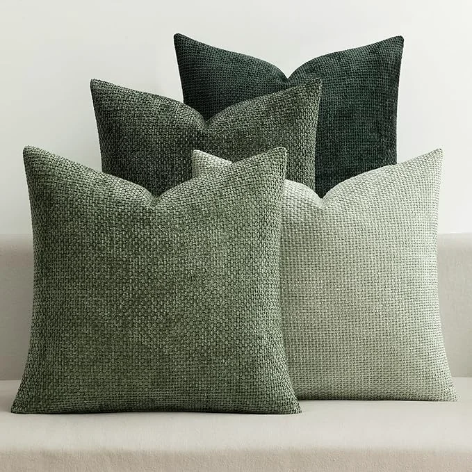 Advanced MIULEE Pack of 4 Couch Throw Pillow Covers 20×20 Inch Green Soft Decorative Natural