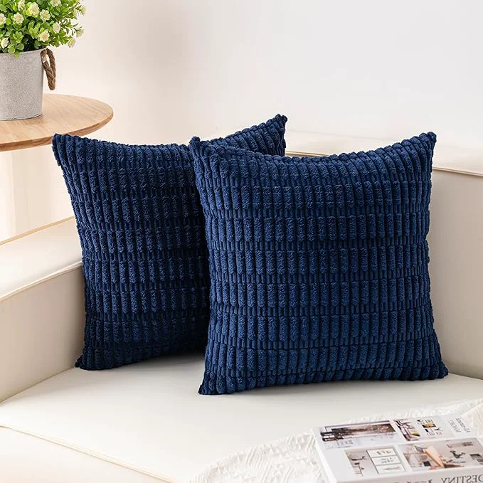 Genuine Aegero Pack of 2 Corduroy Decorative Throw Pillow Covers 20×20 InchSoft Boho Reliable