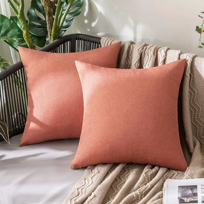 Exclusive MIULEE Pack of 2 Decorative Outdoor Solid Waterproof Throw Pillow Covers Spring Detailed