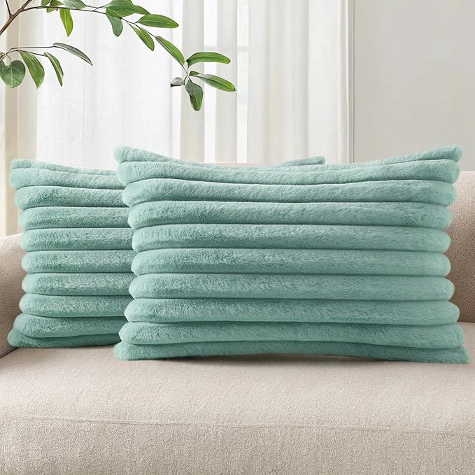 Powerful Pallene Faux Fur Plush Lumbar Throw Pillow Covers 12×20 Set of 2 Luxury Soft Functional