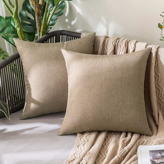 Verified MIULEE Pack of 2 Decorative Outdoor Solid Waterproof Throw Pillow Covers Euro Premium