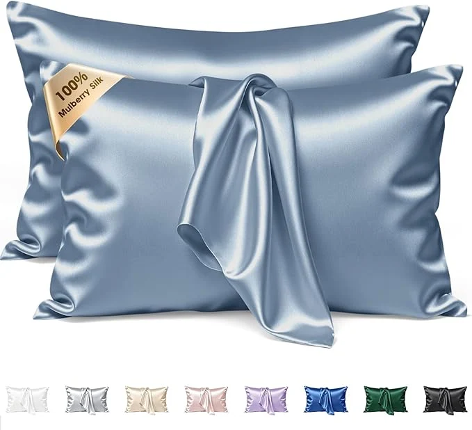 Soft Silk Pillow Cases 2 Pack Queen Size Mulberry Silk Pillowcase Set of 2 Crafted