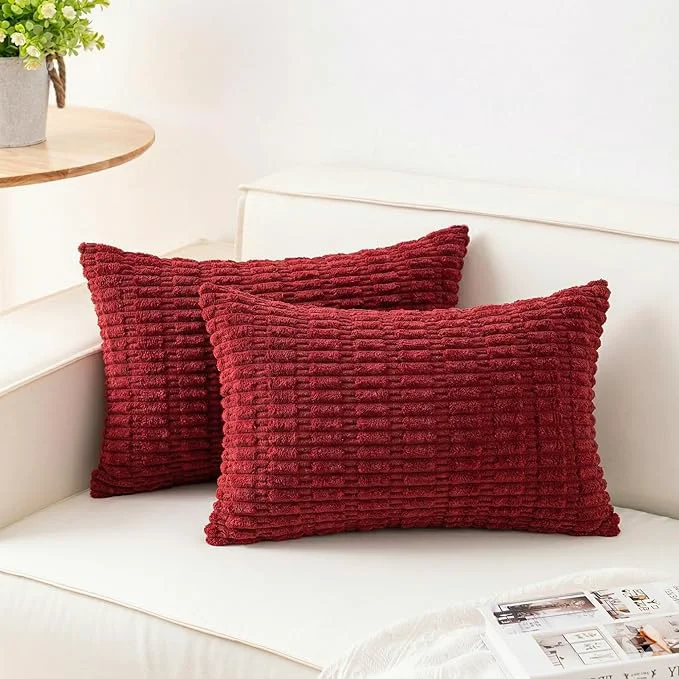 Safe Aegero Pack of 2 Corduroy Decorative Throw Pillow Covers 12×24 Inch Soft Trusted
