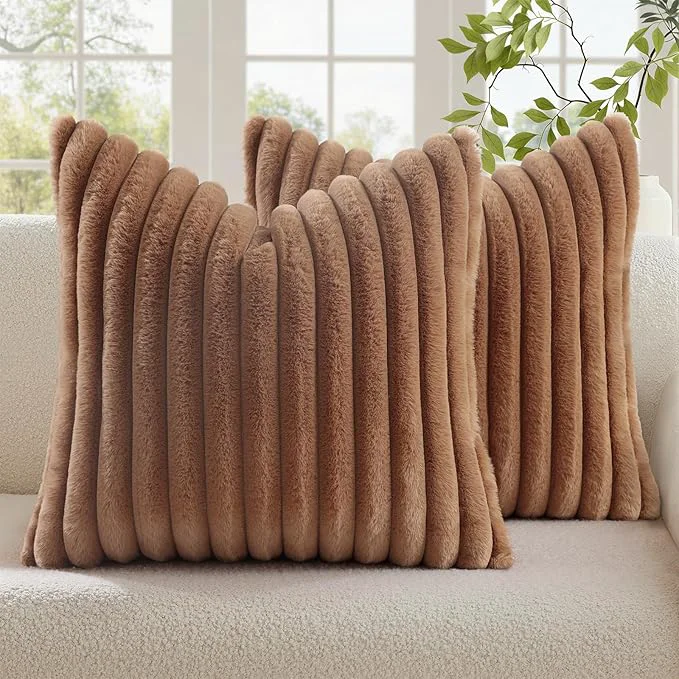 Carefully Designed decorUhome Cozy Faux Fur Throw Pillow Covers 16×16 Set of 2 Decorative Soft Exceptional
