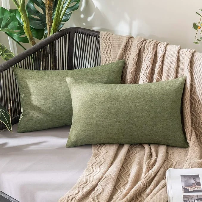 Artisan MIULEE Pack of 2 Decorative Outdoor Solid Waterproof Throw Pillow Covers Faux Luxury