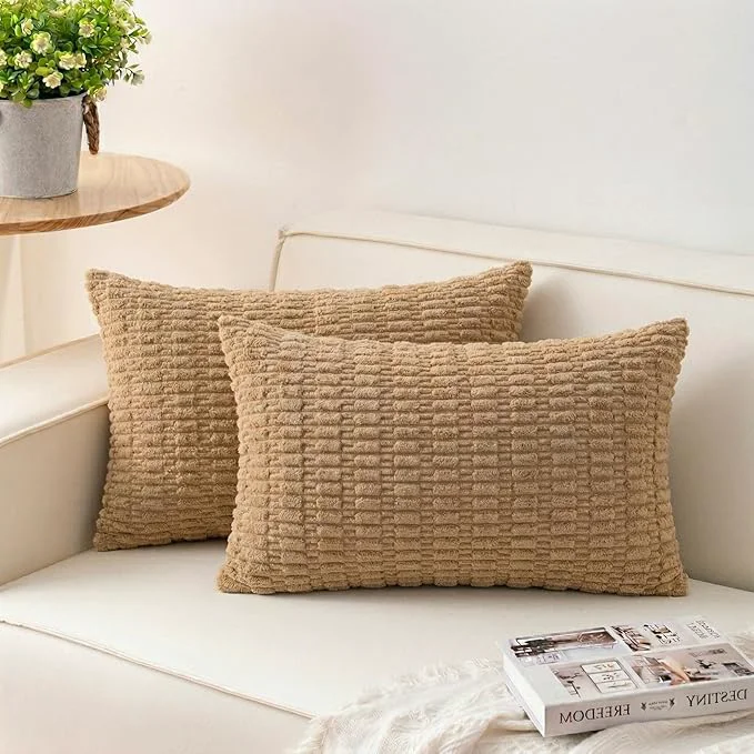 Trusted Aegero Pack of 2 Corduroy Decorative Throw Pillow Covers 12×24 Inch Soft Detailed