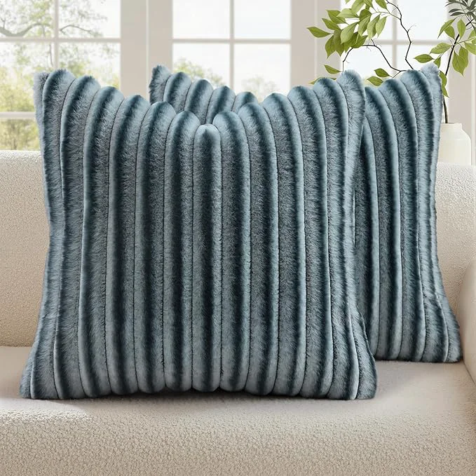 Lightweight decorUhome Cozy Faux Fur Throw Pillow Covers 18×18 Set of 2 Decorative Soft Outstanding