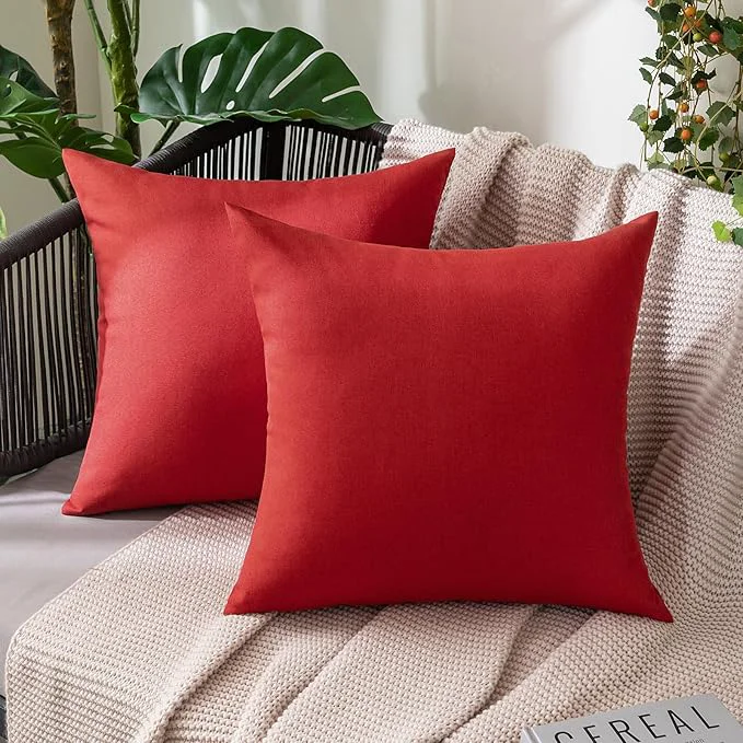 High-Quality MIULEE Pack of 2 Decorative Outdoor Solid Waterproof Throw Pillow Covers Faux Genuine