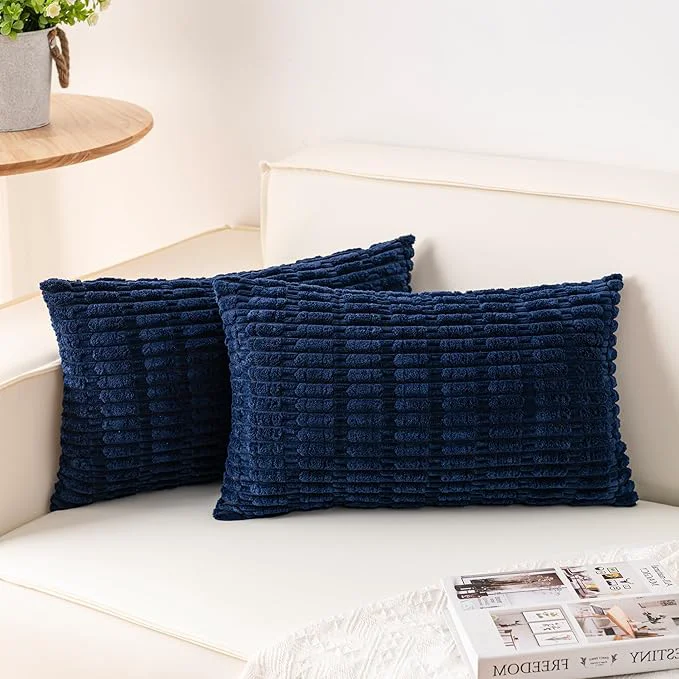 Long-Lasting Aegero Pack of 2 Corduroy Decorative Throw Pillow Covers 12×20 InchSoft Boho Carefully Designed