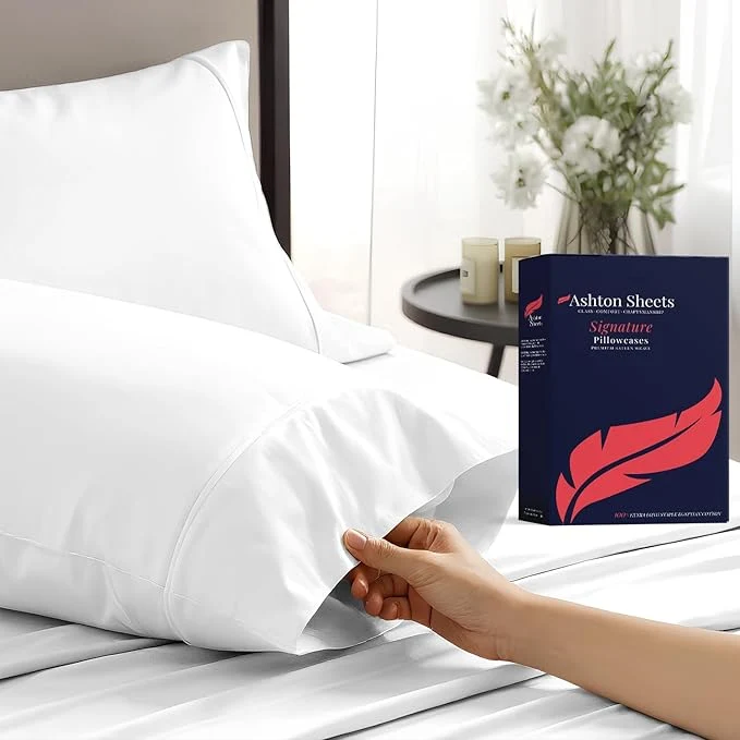 Professional Egyptian Cotton Pillow Cases Standard Queen Size Set of 2 Proven