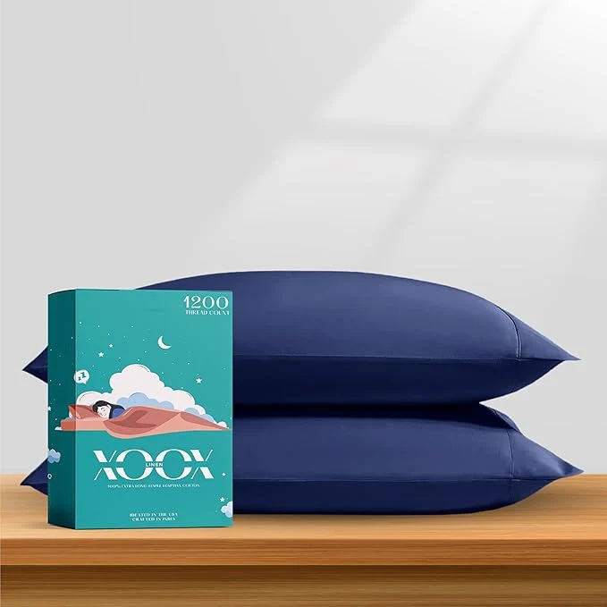 Easy-to-Use XOOX Linen Egyptian Cotton Queen Pillow Cases Set of 2 Healthy