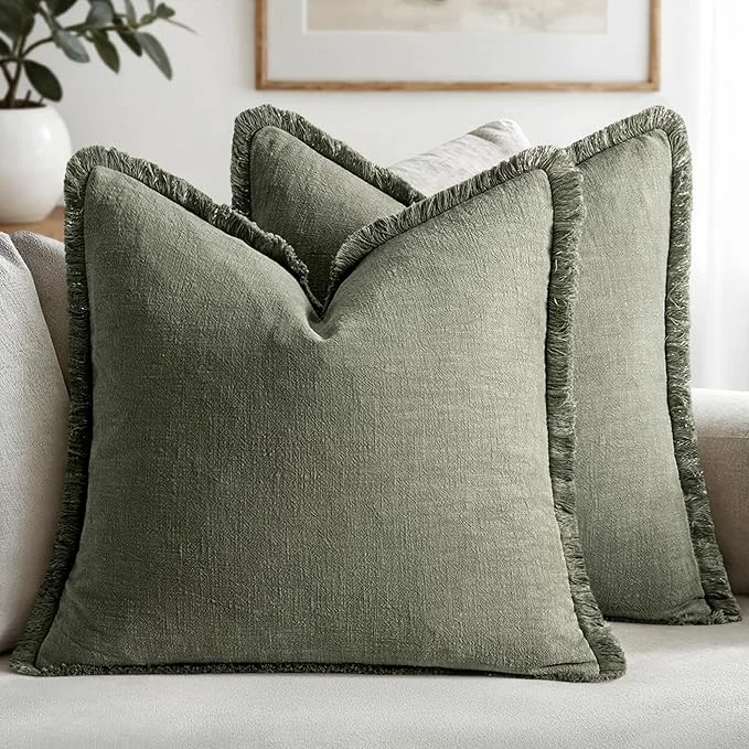 Innovative MIULEE Decorative Throw Pillow Covers Neutral Linen Fringe Throw Pillows Euro Excellent
