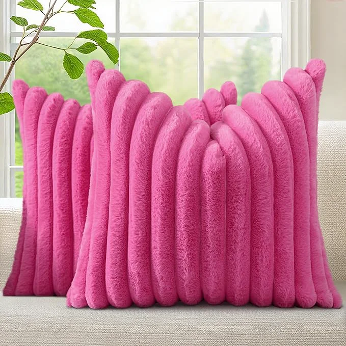 Refined decorUhome Summer Cozy Faux Fur Throw Pillow Covers 18×18 Set of 2 Decorative Proven