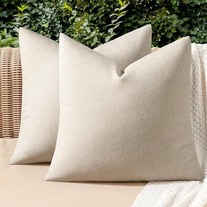 Sustainable MIULEE Pack of 2 Decorative Outdoor Solid Waterproof Throw Pillow Covers Euro Environmentally Friendly