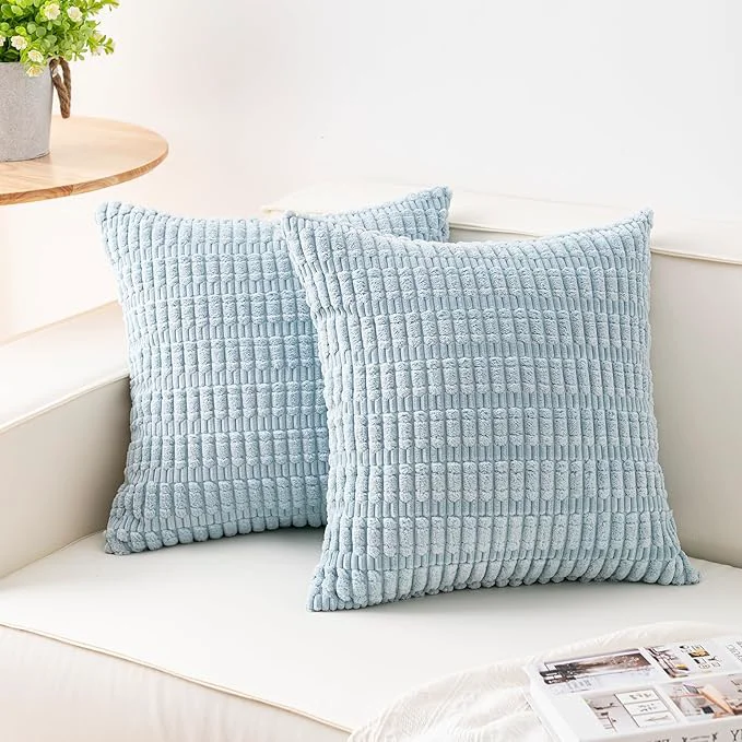 Genuine Aegero Pack of 2 Corduroy Decorative Throw Pillow Covers 20×20 Inch Soft Original Design