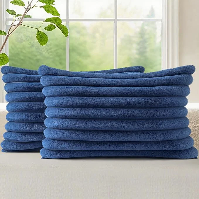 Advanced decorUhome Cozy Faux Fur Throw Pillow Covers 12×20 Set of 2 Decorative Soft Classic
