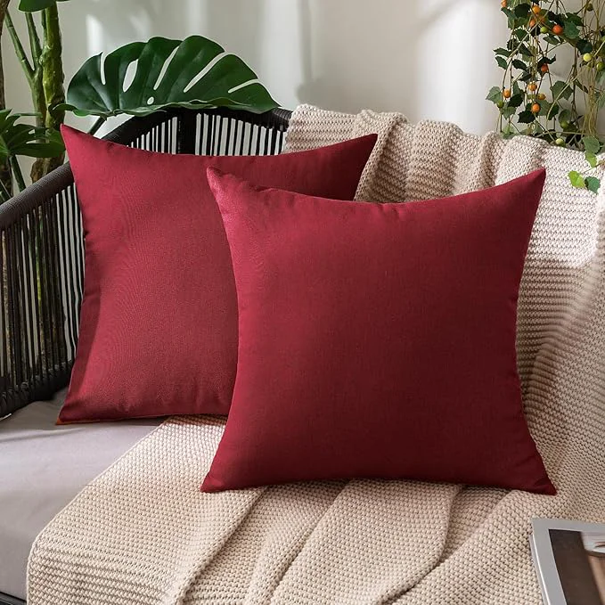 Dependable MIULEE Pack of 2 Decorative Outdoor Solid Waterproof Throw Pillow Covers Faux Detailed