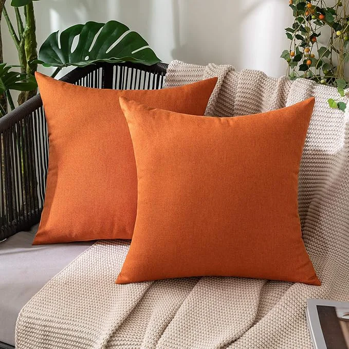 Excellent MIULEE Pack of 2 Decorative Outdoor Solid Waterproof Throw Pillow Covers Faux Functional