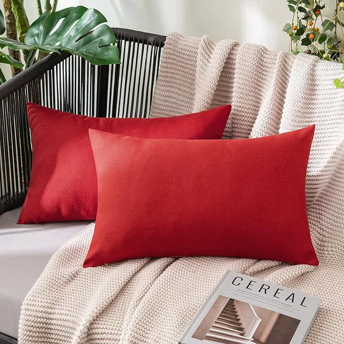 Premium MIULEE Pack of 2 Decorative Outdoor Solid Waterproof Throw Pillow Covers Faux Exclusive