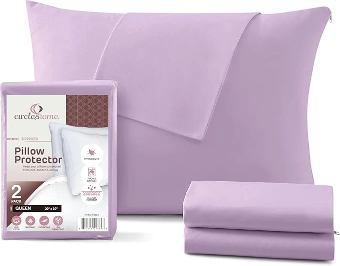 Minimalist CirclesHome Pillow Protectors 2 Pack Queen Zippered User-Friendly