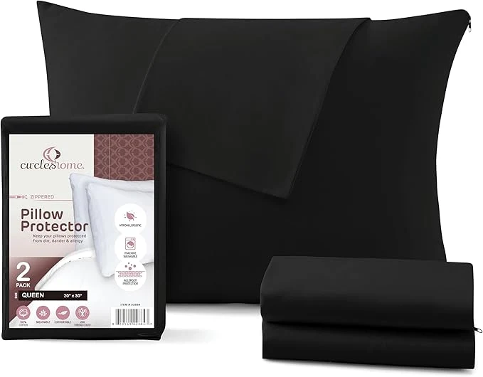 Comfortable CirclesHome Pillow Protectors 2 Pack Queen Zippered Modern