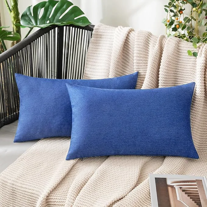 Expertly Made MIULEE Pack of 2 Decorative Outdoor Solid Waterproof Throw Pillow Covers Faux Reliable