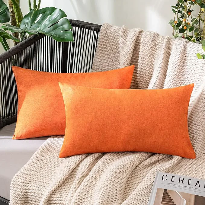 Durable MIULEE Pack of 2 Decorative Outdoor Solid Waterproof Throw Pillow Covers Faux User-Friendly