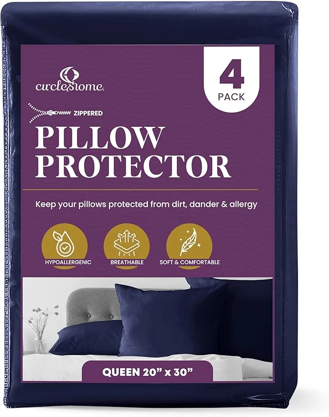 Reliable CirclesHome Pillow Protectors 4 Pack Queen Zippered Premium