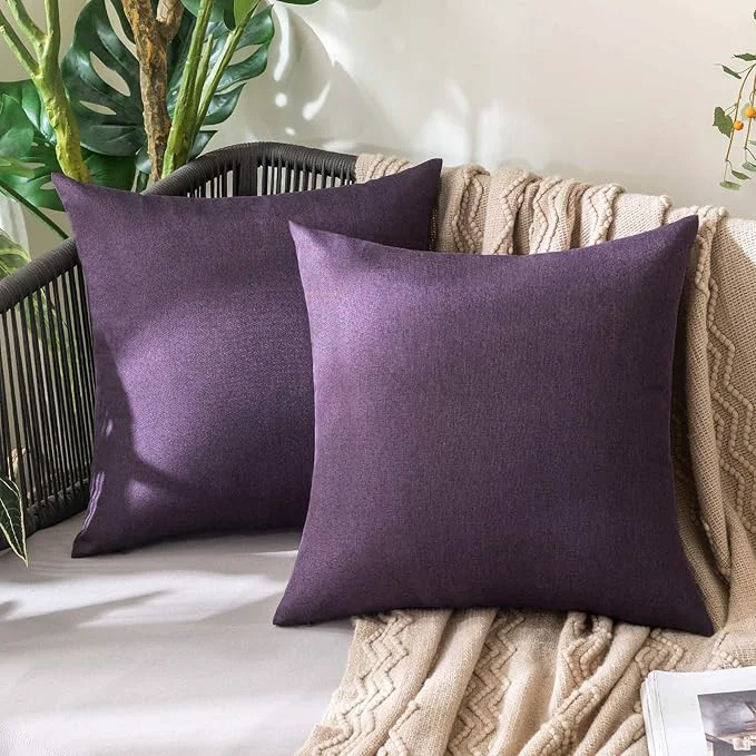 Healthy MIULEE Pack of 2 Decorative Outdoor Solid Waterproof Throw Pillow Covers Faux Selected