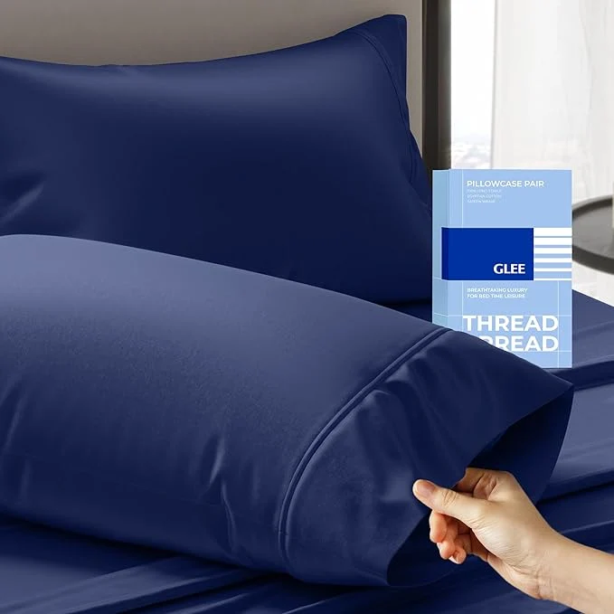 Solid Thread Spread Cotton Pillow Cases Queen Size Set of 2 Detailed