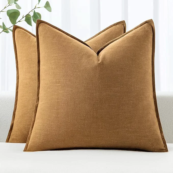 Fine Crafted MIULEE Decorative Linen Euro Sham Pillow Covers 24×24 Hazel Boho Farmhouse Exceptional