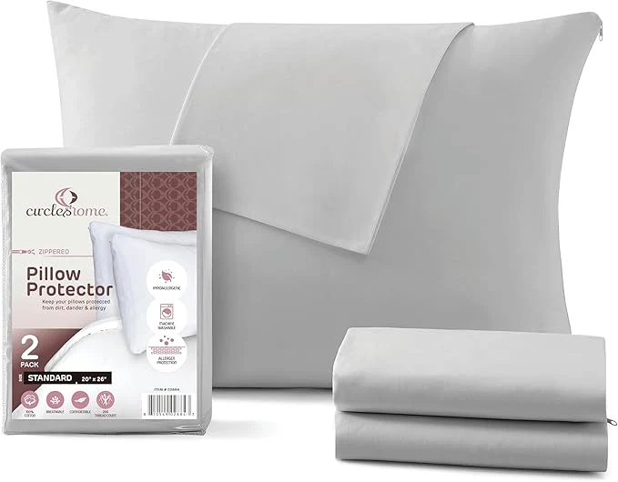 Prestigious CirclesHome Pillow Protectors 2 Pack Standard Zippered Breathable