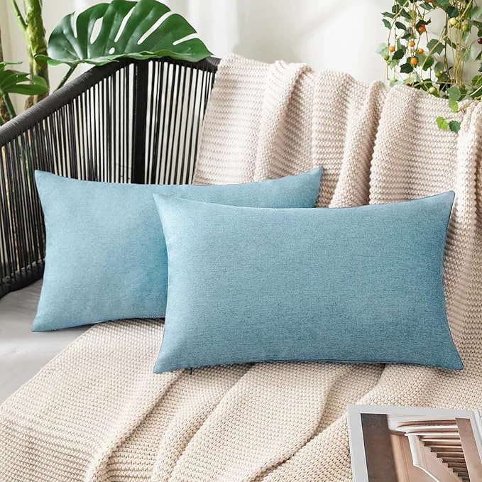 Safe MIULEE Pack of 2 Decorative Outdoor Solid Waterproof Throw Pillow Covers Faux Sophisticated