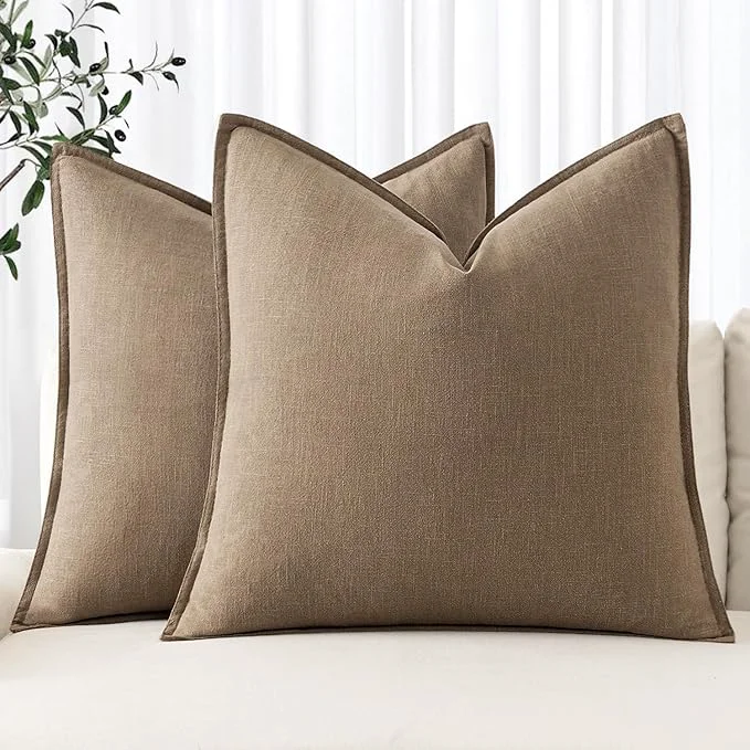 Proven MIULEE Decorative Linen Euro Sham Pillow Covers 24×24 Khaki Boho Farmhouse Consistent