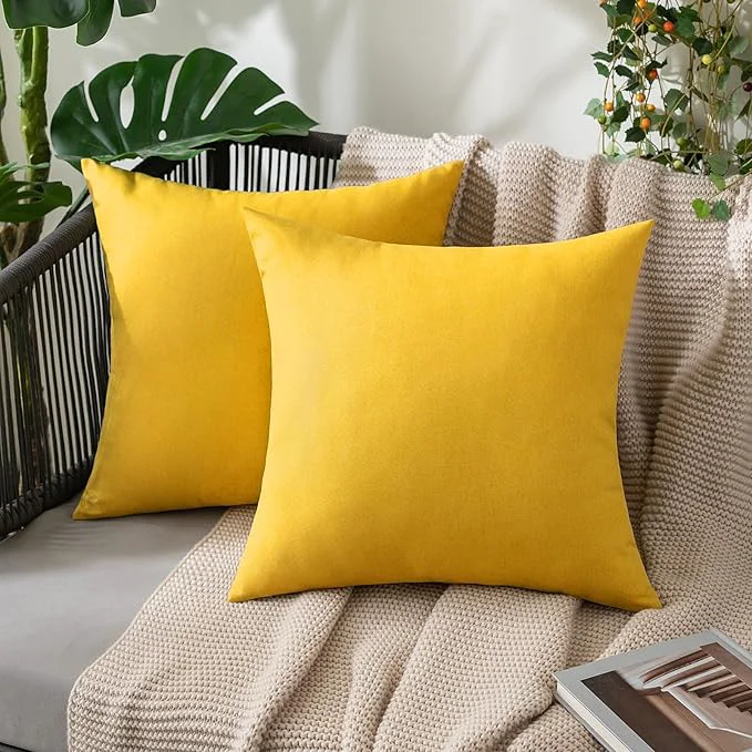 Excellent MIULEE Pack of 2 Decorative Outdoor Solid Waterproof Throw Pillow Covers Faux Fine