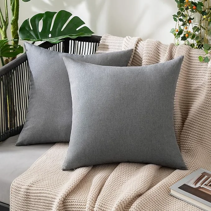 Carefully Designed MIULEE Pack of 2 Decorative Outdoor Solid Waterproof Throw Pillow Covers Euro Relaxed