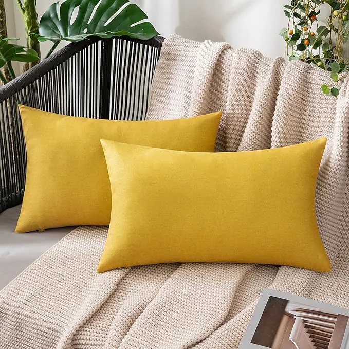 Practical MIULEE Pack of 2 Decorative Outdoor Solid Waterproof Throw Pillow Covers Faux Powerful