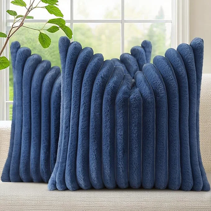 Original decorUhome Cozy Faux Fur Throw Pillow Covers 20×20 Set of 2 Decorative Soft Safe