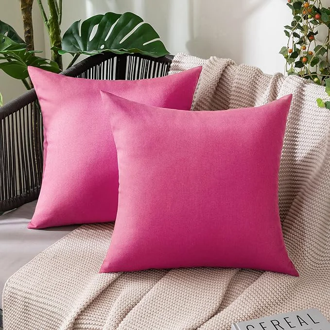 Durable MIULEE Pack of 2 Decorative Outdoor Solid Waterproof Throw Pillow Covers Faux Original
