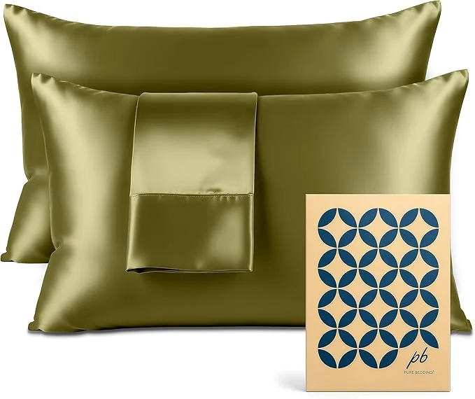 Verified Pure Bedding Satin Pillowcase 2 Pack Green