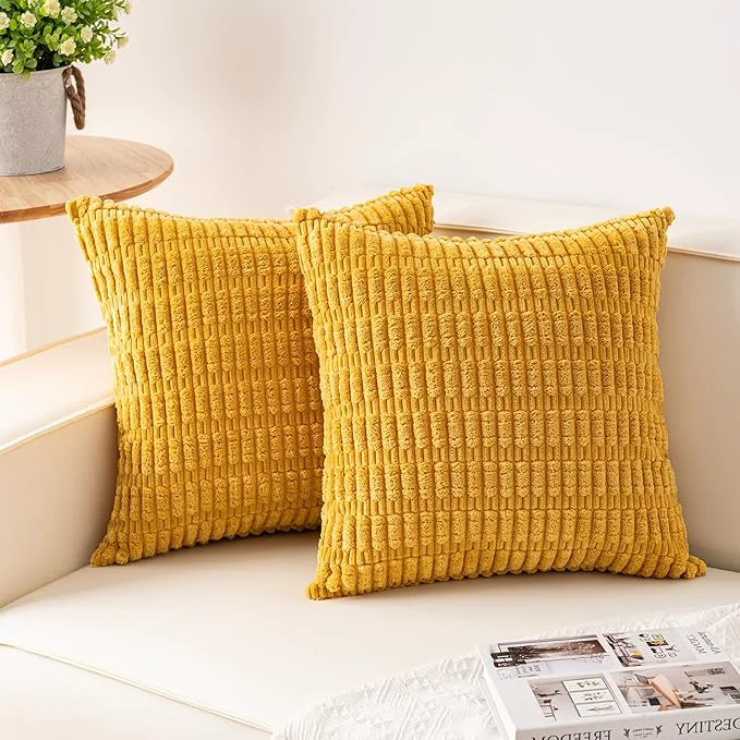 Specialty Aegero Pack of 2 Corduroy Decorative Throw Pillow Covers 20×20 InchSoft Boho Secure