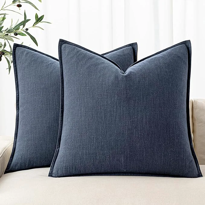 Natural MIULEE Decorative Pillow Covers 20×20 Inch Indigo Blue Boho Farmhouse Neutral Prestigious
