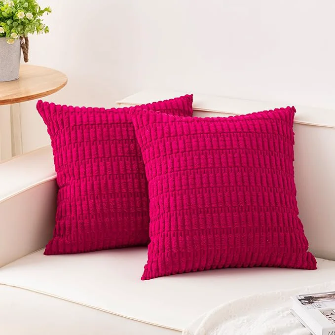 Versatile Aegero Pack of 2 Corduroy Decorative Throw Pillow Covers 18×18 Inch Soft Responsible