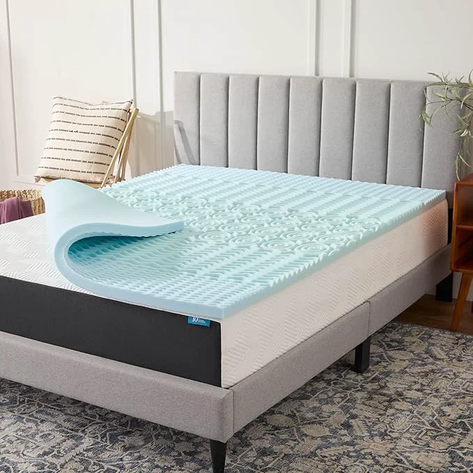 Smart LUCID 2 Inch Gel Memory Foam Mattress Topper Twin XL size – 5 Zones – Cooling Stylish