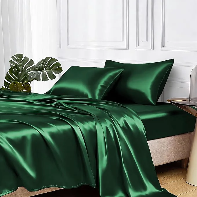World-Class MR HM Satin Bed Sheets Queen Size Sheets Set Exclusive
